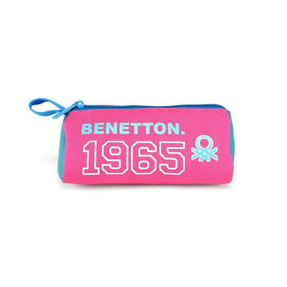 Benetton 1965 Logo Baskılı Kız Çocuk Üçgen Kalemlik Fuşya-Turkuaz 13004 