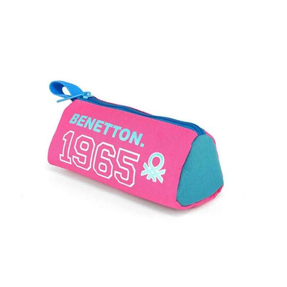 Benetton 1965 Logo Baskılı Kız Çocuk Üçgen Kalemlik Fuşya-Turkuaz 13004 