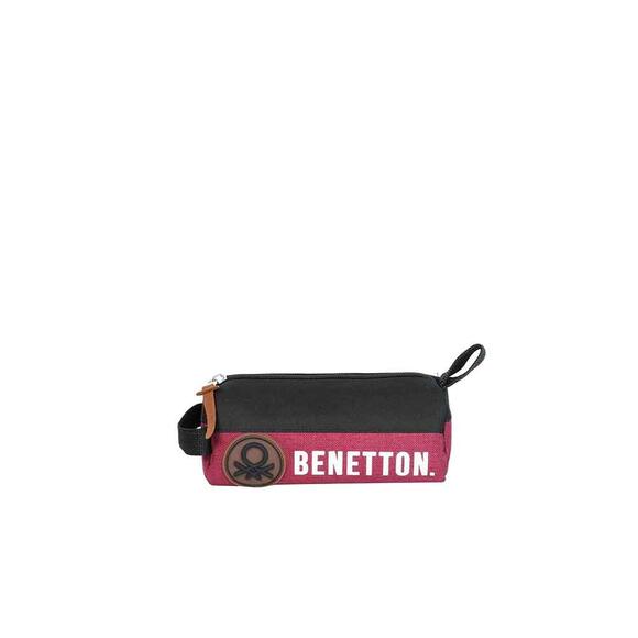 Benetton Kalem Çantası Retro Oval Siyah-Kırmızı 13075