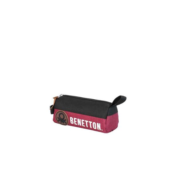Benetton Kalem Çantası Retro Oval Siyah-Kırmızı 13075