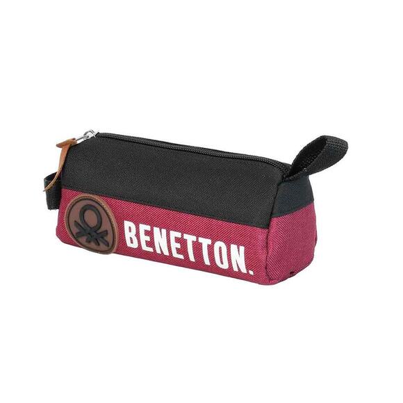 Benetton Kalem Çantası Retro Oval Siyah-Kırmızı 13075