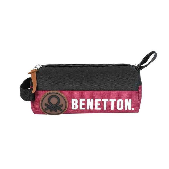 Benetton Kalem Çantası Retro Oval Siyah-Kırmızı 13075