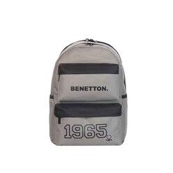 Benetton Sırt Çantası Çift Ön Cepli Gri-Siyah 13005 - Thumbnail