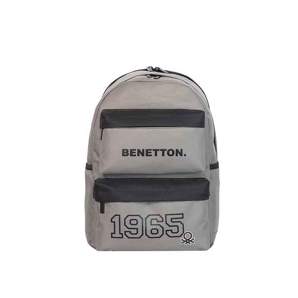 Benetton Sırt Çantası Çift Ön Cepli Gri-Siyah 13005