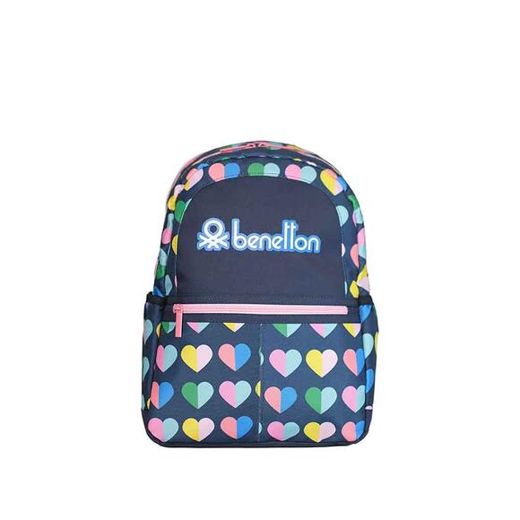 Benetton Sırt Çantası Mini Kalp Desenli Lacivert 130266
