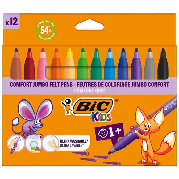 Bic Comfort Jumbo Keçeli Boya Kalemi 12 Renk 517250