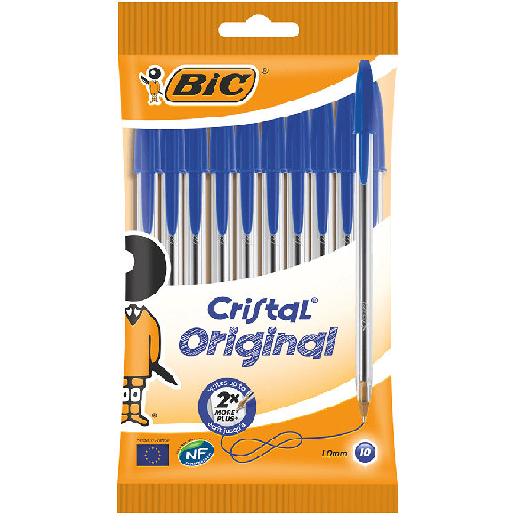 Bic Cristal Medium 1.0mm Tükenmez Kalem Mavi 10'lu Poşet