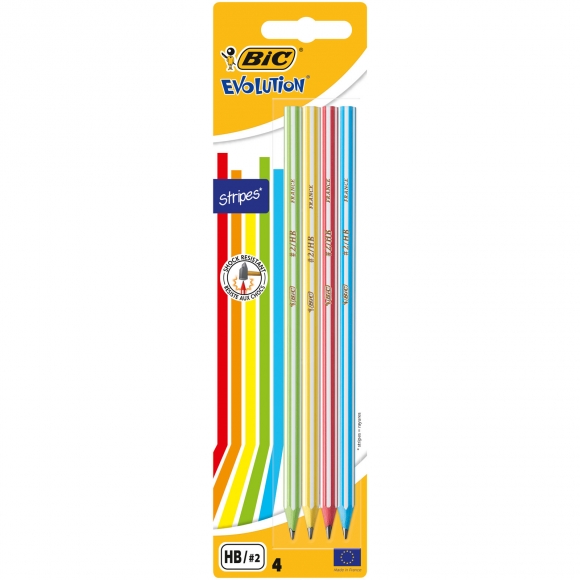 Bic Evolution 646 Stripes Kurşun Kalem 4'lü Blister