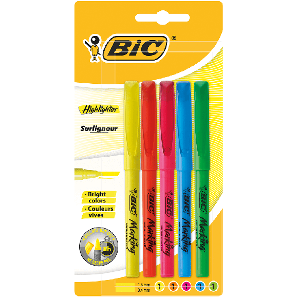 Bic Fosforlu Kalem 5'li Blister Karışık Renk