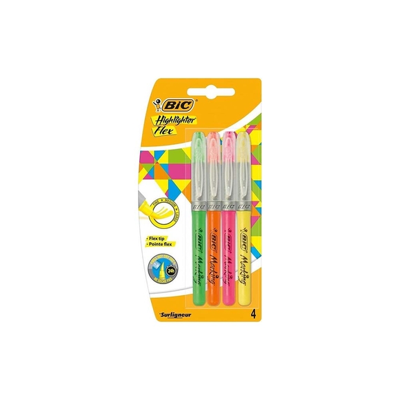 Bic Fosforlu Kalem Fırça Uç 4’lü Blister Karışık Renk 946041