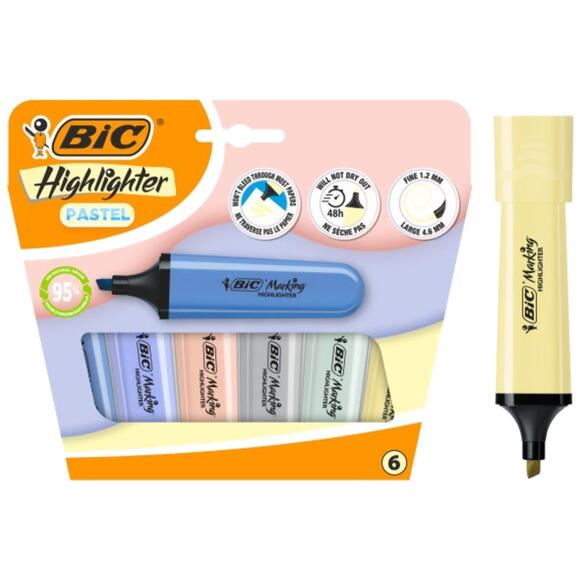 Bic Fosforlu Kalem High Flat 6’lı Pastel Blister 302809
