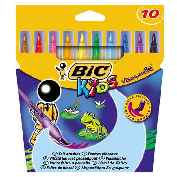 Bic Kids Visa Fırça Uçlu Keçeli Boya Kalemi 10 Renk 828964