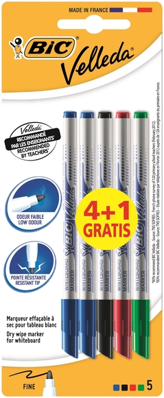 Bic Velleda Çocuk Tahta Kalemi 1721 4+1 Blister (Asorti Renkler+Mavi) 875698