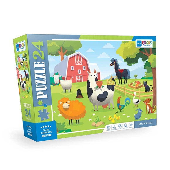 Blue Focus Farm Animals (Çiftlik Hayvanları) 24 Parça Puzzle BF307