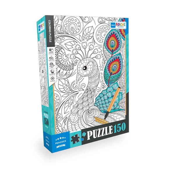 Blue Focus Peacock (Tavuskuşu) 150 Parça Boyanabilir Puzzle BF385