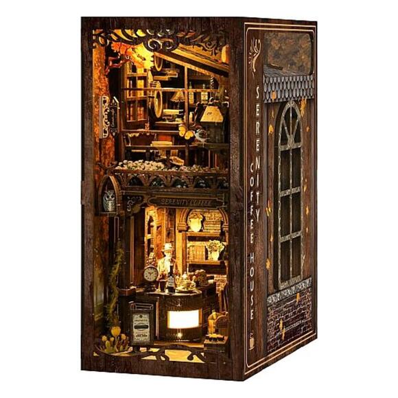 Book Nook 3D Işıklı Ahşap Puzzle Kitap Ayracı Serisi Balon Şehri Uçan Ev 68050
