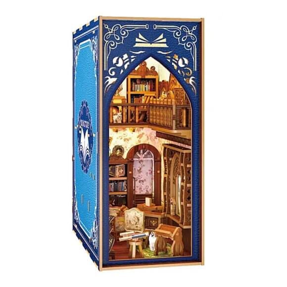 Book Nook 3D Işıklı Ahşap Puzzle Kitap Ayracı Serisi Saltond Retro Kitabevi 68060