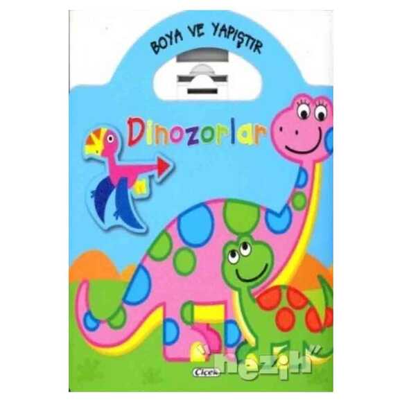 Boyama ve Yapıştır Dinozorlar (Mavi)