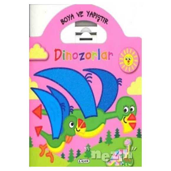 Boyama ve Yapıştır Dinozorlar (Pembe)