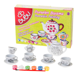Bubu - Bu-Bu Porselen Boyama Desenli Çay Seti 13 Parça PB0002