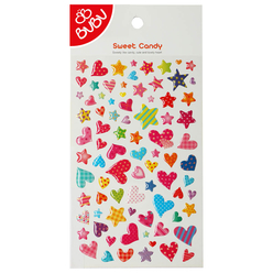 Bu-Bu Sticker Şeker Kalpler Yıldızlar LS0013 - Thumbnail