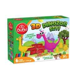 Bubu Oyun Hamuru Seti 3D Dinozor - Thumbnail