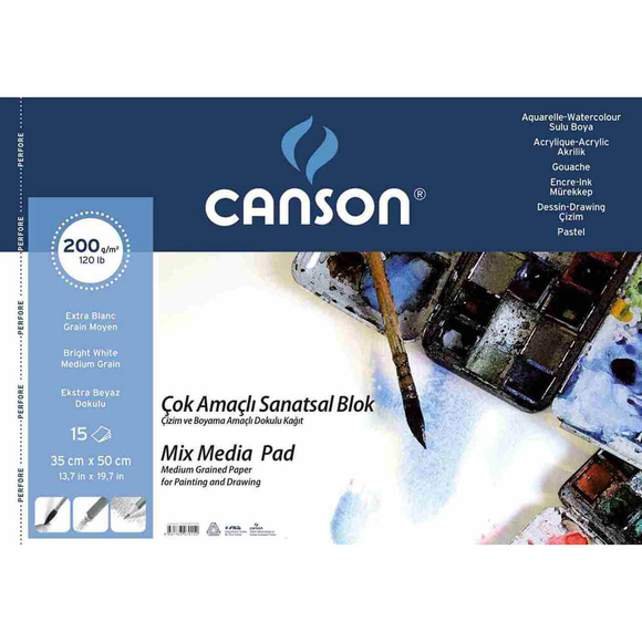 Canson 1557 Çok Amaçlı Sanatsal Blok 35x50 cm 15 Yaprak C120153550