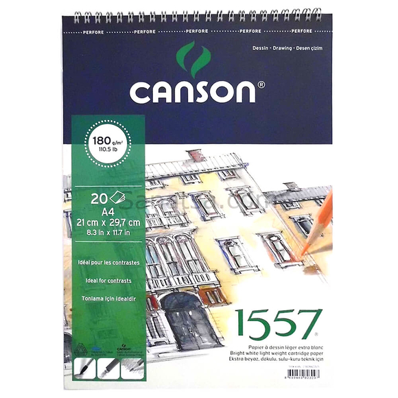 Canson 1557 Resim ve Çizim Blok 180 gr A4 20 Yaprak Spiralli C180A420US