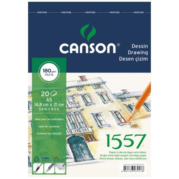Canson 1557 Resim Ve Çizim Blok 180Gr A5 20Yp