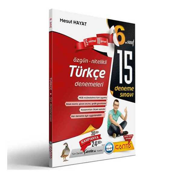 Çanta 6. Sınıf 15 Deneme Türkçe