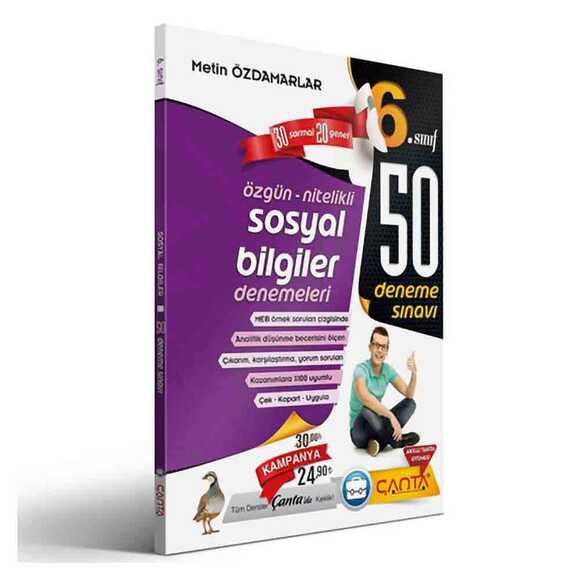 Çanta 6. Sınıf 50 Deneme Sosyal Bilgiler