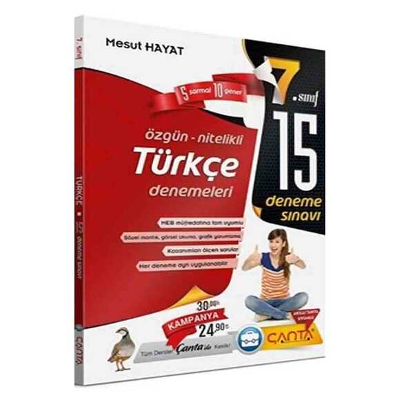 Çanta 7. Sınıf 15 Deneme Türkçe