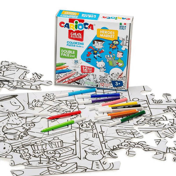 Carioca 35 Parça Boyanabilir Kahramanlar Marketi Çift Taraflı Puzzle 42940