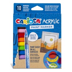Carioca - Carioca Akrilik Paint Marker Su Bazlı Fırça Uçlu 10’lu 45281