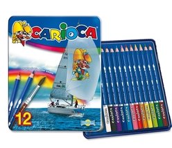 Carioca Aquarell Kuru Boya Kalemi Metal Kutu 12 Renk 42397 - Thumbnail