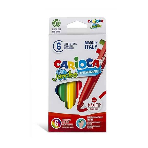 Carioca Jumbo Keçeli Boya Kalemi Yıkanabilir 6 Renk 40568
