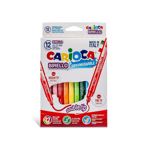 Carioca Jumbo Süper Yıkanabilir Çift Uçlu Keçeli Boya Kalemi 12 Renk 41457