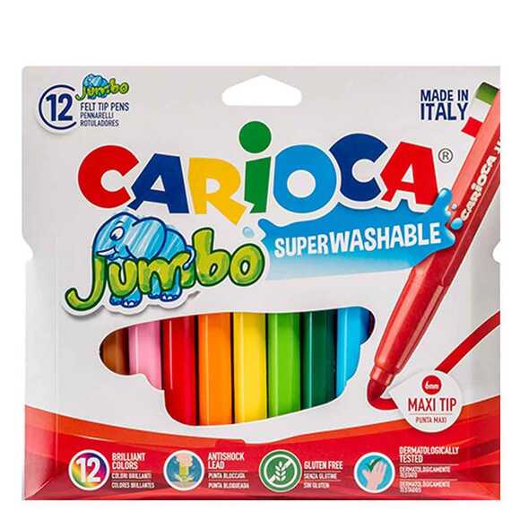 Carioca Jumbo Yıkanabilir Keçeli Boya Kalemi 12 Renk 40565