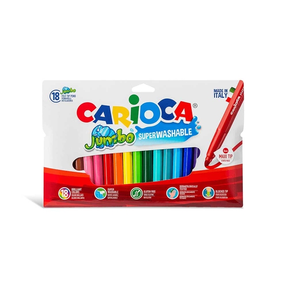Carioca Jumbo Yıkanabilir Keçeli Boya Kalemi 18 Renk 40566