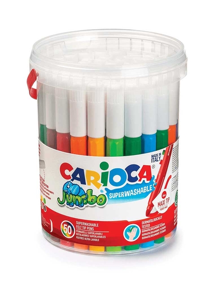 Carioca Jumbo Yıkanabilir Keçeli Boya Kalemi 50’li Şeffaf Çantada 42312