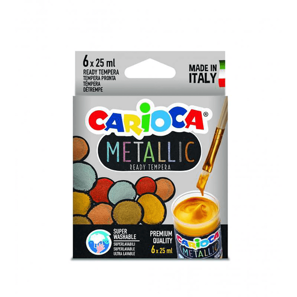Carioca Metalik Tempera Sulu Boya Süper Yıkanabilir 6X25 Ml 6 Renk Ko026