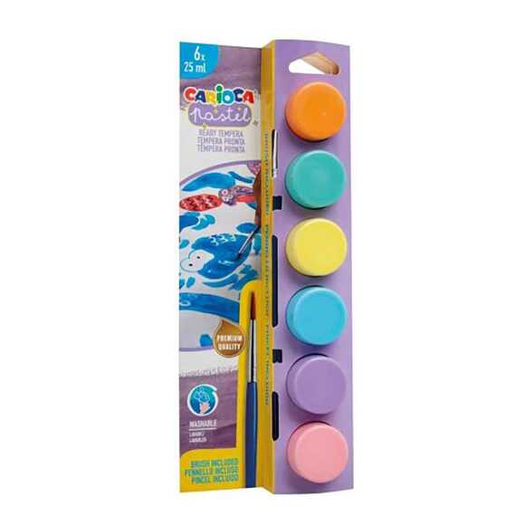 Carioca Pastel Tempera Suluboya Süper Yıkanabilir Fırçalı 6x25ml 6 lı Set 40485
