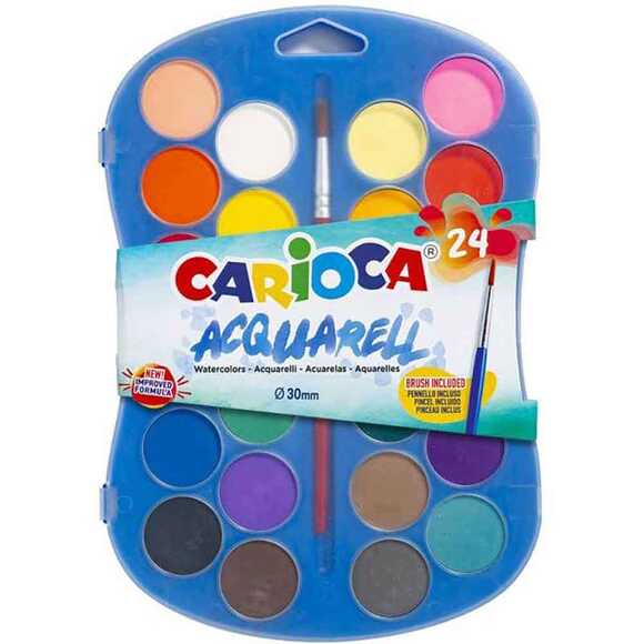 Carioca Sulu Boya 30mm 24 Renk Tablet Fırçalı 42405