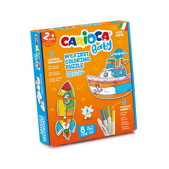 Carioca Taşıtlar Puzzle 8 Adet Bebek Keçeli Kalem +2 Yaş 43080