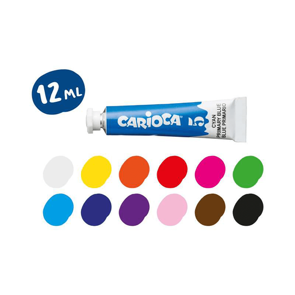 Carioca Tempera Tüp Guaj Boya 12 Renk 12 ml KO116