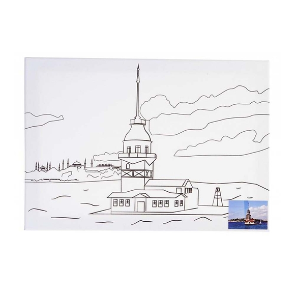 Ceoart Desenli Tuval (Taksim Treni, Ayasofya, Galata, Kız Kulesi) 35X50 Ceo-Tu0002