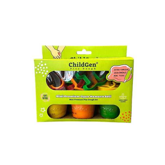 ChildGen Premıum Mını Set 125 Gr X 3 Adet Oyun Hamuru 8 Adet Oyun Hamuru Kalıbı 