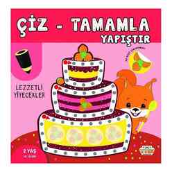 Çiz - Tamamla Yapıştır - Lezzetli Yiyecekler - 40 Adet Çıkartmalı - Thumbnail