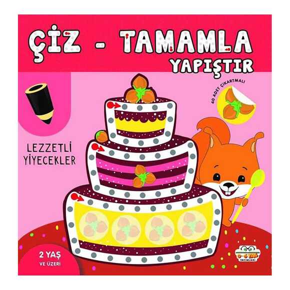 Çiz - Tamamla Yapıştır - Lezzetli Yiyecekler - 40 Adet Çıkartmalı