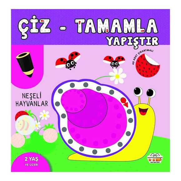 Çiz - Tamamla Yapıştır - Neşeli Hayvanlar - 40 Adet Çıkartmalı